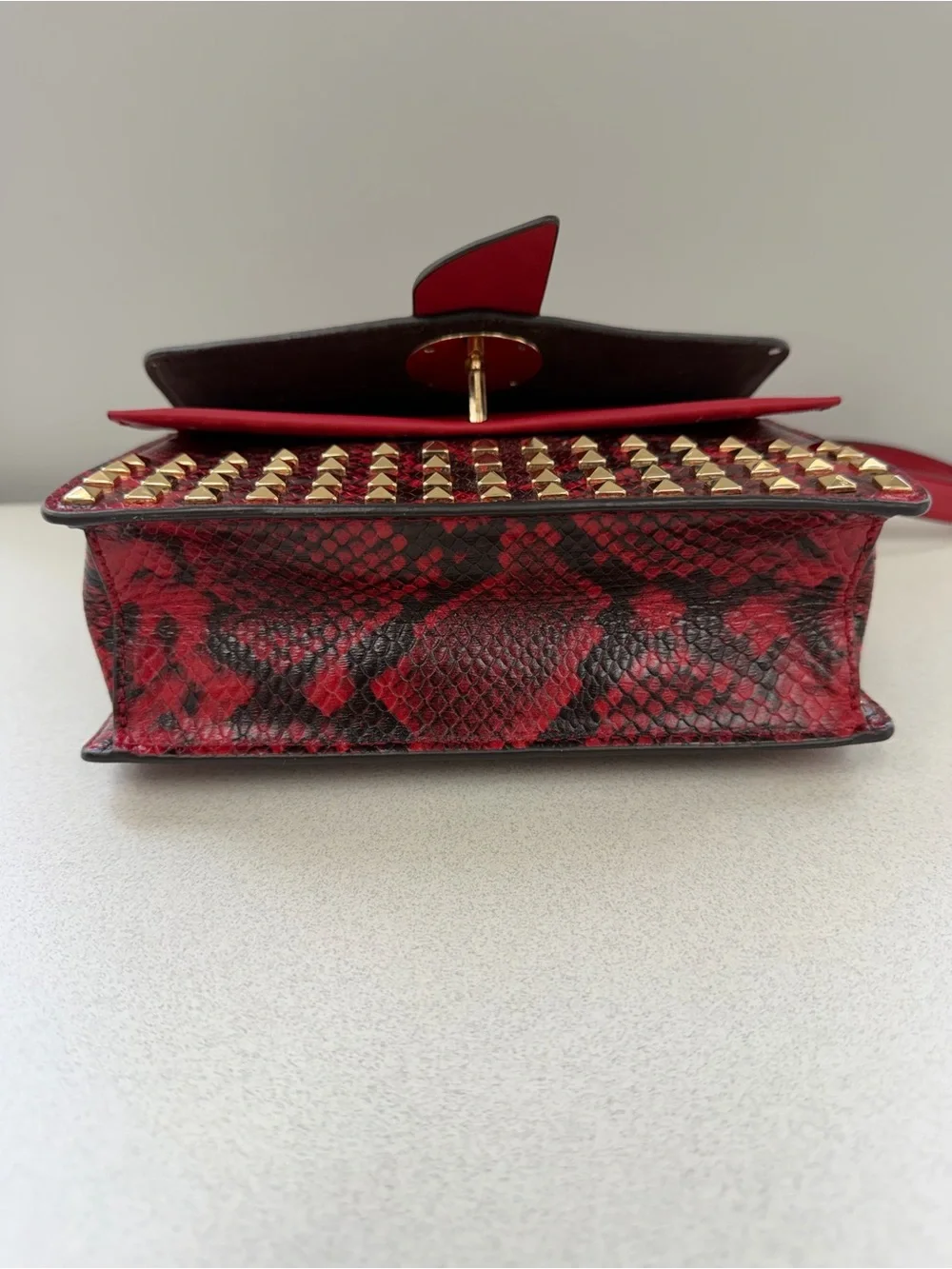 Michael Kors Greenwich Small Studded Snake-Embossed Leather Crossbody